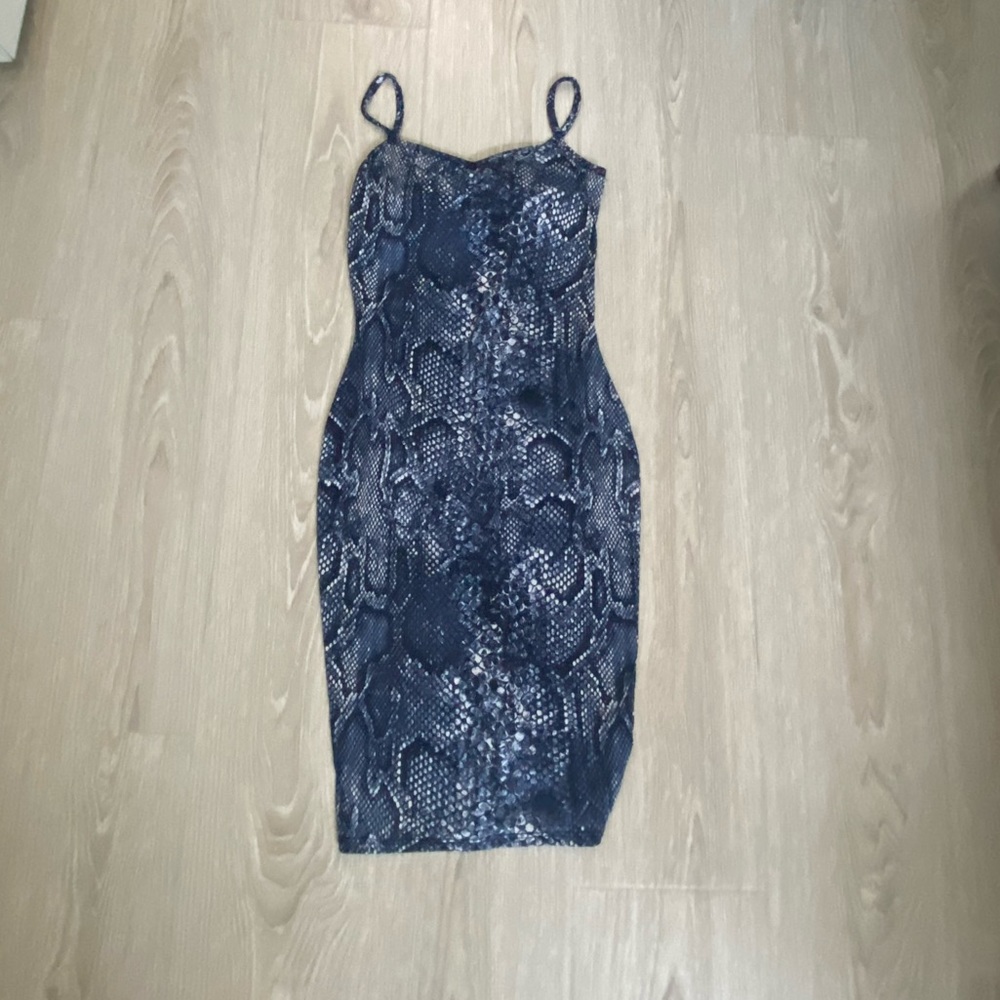 Hot Miami Styles Blue Snakeskin Dress, size small